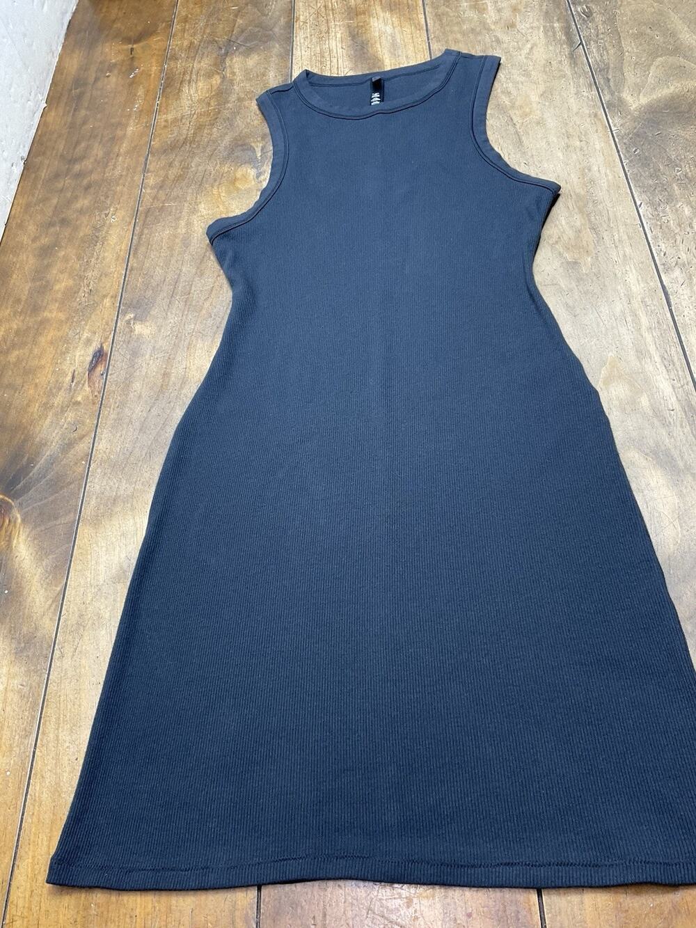SKIMS Cotton Rib Tank Dress Racerback Crew Neck Bodycon Black Summer Stretch M